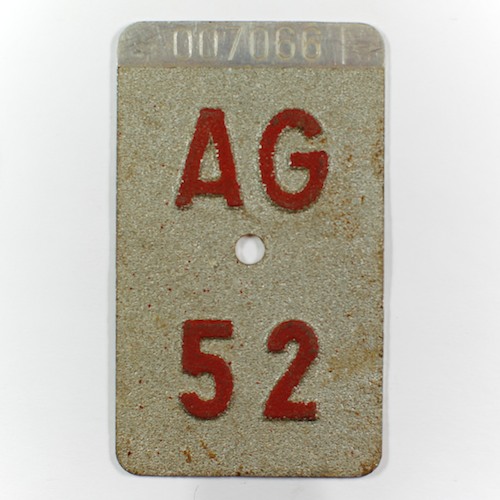 Fahrradkennzeichen AG 1952 A
