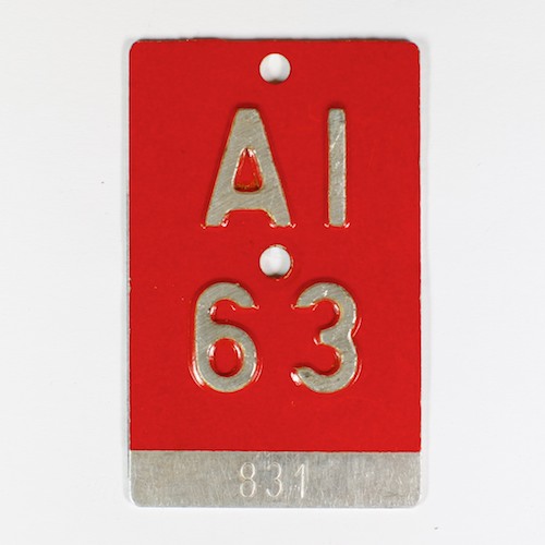 Fahrradkennzeichen AI 1963