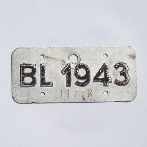 Fahrradkennzeichen BL 1943