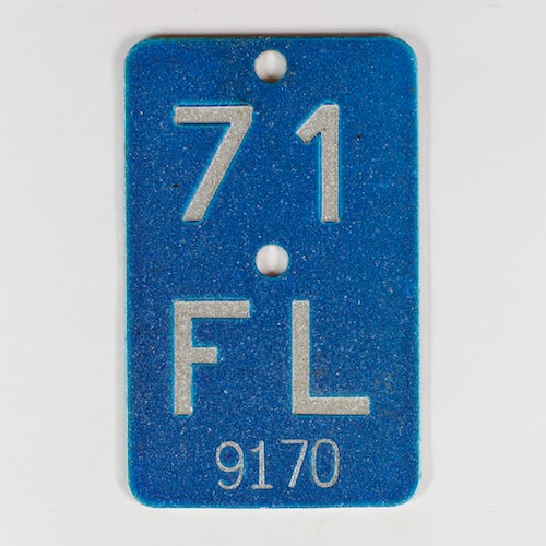 Fahrradkennzeichen FL 1971 blau
