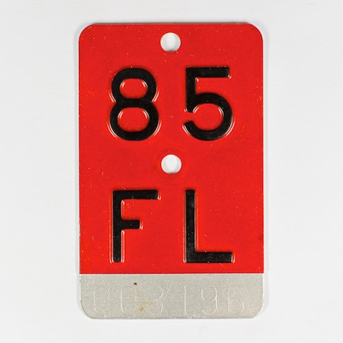 Fahrradkennzeichen FL 1985