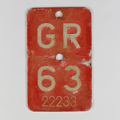 Fahrradkennzeichen GR 1963