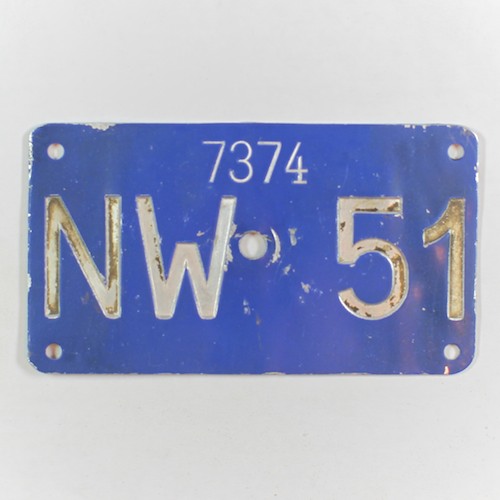Fahrradkennzeichen NW 1951