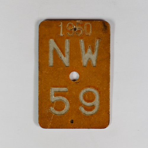 Fahrradkennzeichen NW 1959