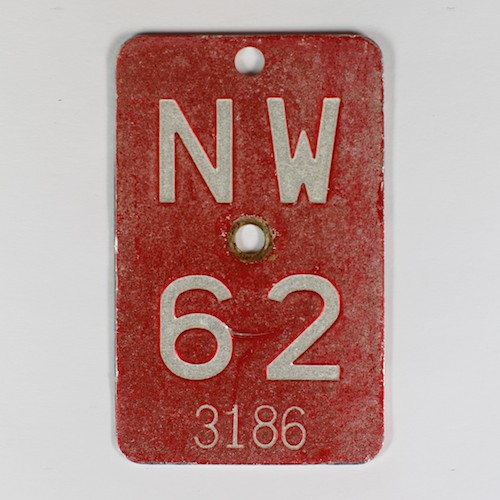 Fahrradkennzeichen NW 1962