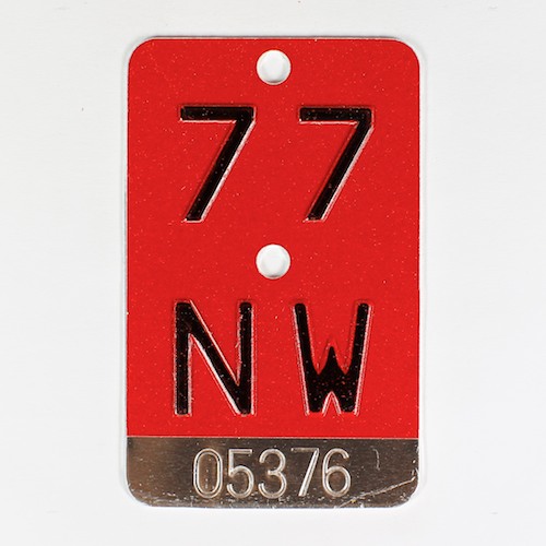 Fahrradkennzeichen NW 1977