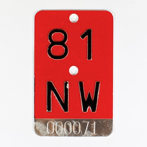 Fahrradkennzeichen NW 1981