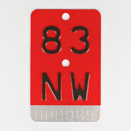 Fahrradkennzeichen NW 1983