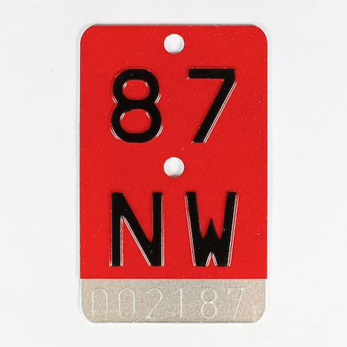 Fahrradkennzeichen NW 1987