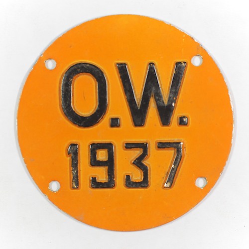 Fahrradkennzeichen OW 1937