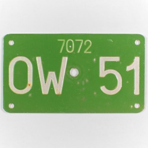 Fahrradkennzeichen OW 1951