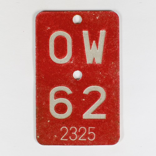 Fahrradkennzeichen OW 1962