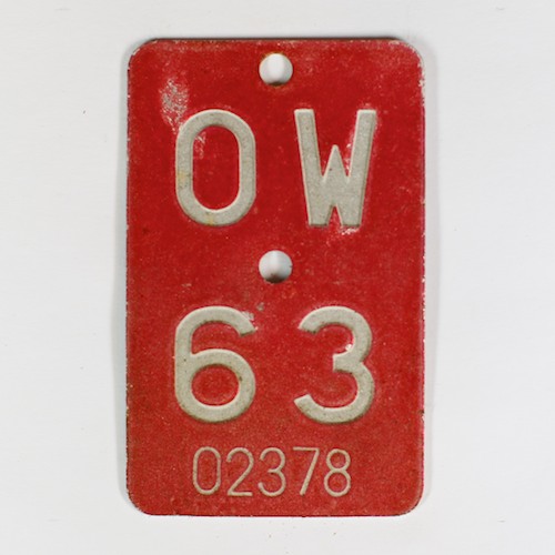 Fahrradkennzeichen OW 1963