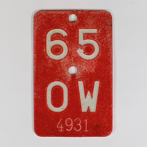 Fahrradkennzeichen OW 1965