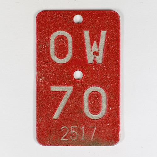 Fahrradkennzeichen OW 1970