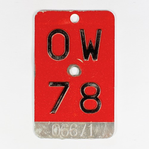 Fahrradkennzeichen OW 1978
