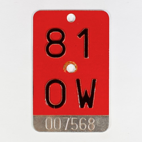 Fahrradkennzeichen OW 1981