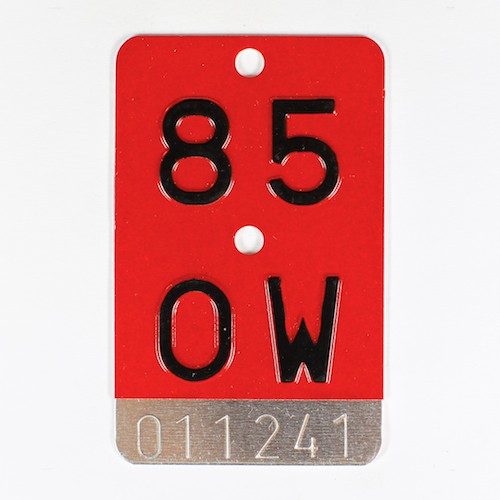 Fahrradkennzeichen OW 1985