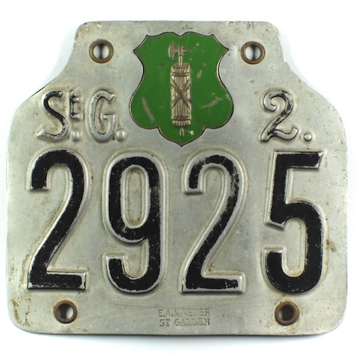 Fahrradkennzeichen SG 1908-1910 2 ca.