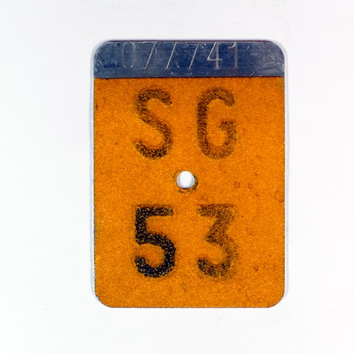 Fahrradkennzeichen SG 1953 D