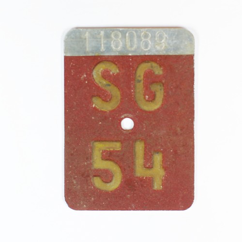 Fahrradkennzeichen SG 1954 D