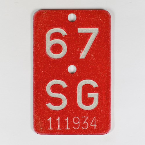 Fahrradkennzeichen SG 1967