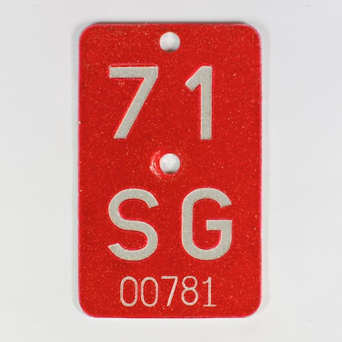 Fahrradkennzeichen SG 1971