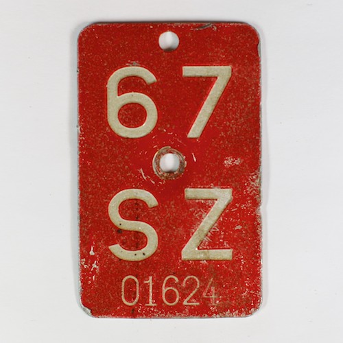 Fahrradkennzeichen SZ 1967