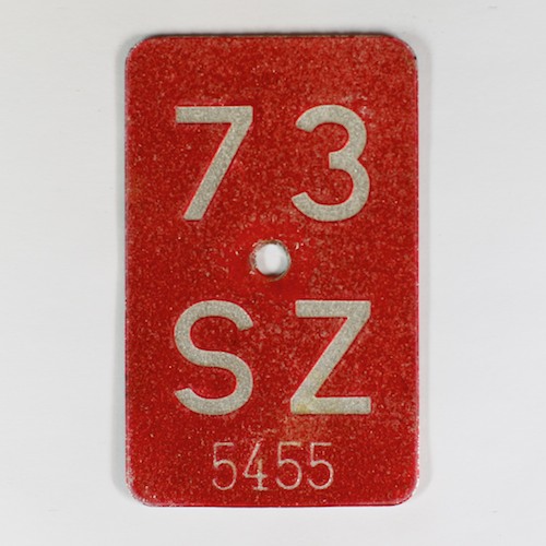 Fahrradkennzeichen SZ 1973