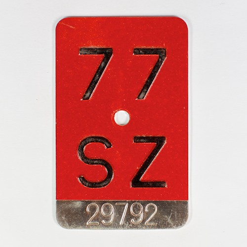 Fahrradkennzeichen SZ 1977