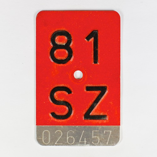 Fahrradkennzeichen SZ 1981