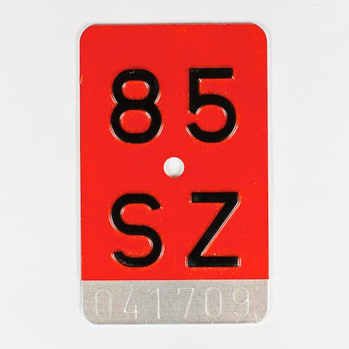 Fahrradkennzeichen SZ 1985