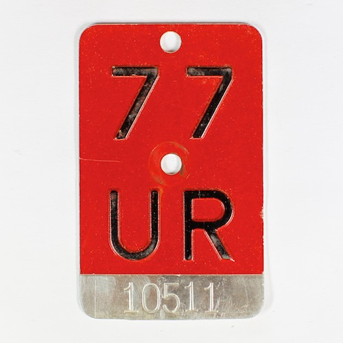 Fahrradkennzeichen UR 1977