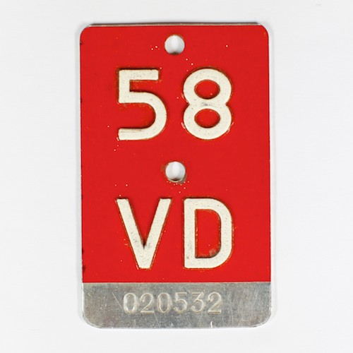 Fahrradkennzeichen VD 1958