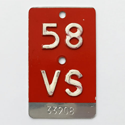 Fahrradkennzeichen VS 1958