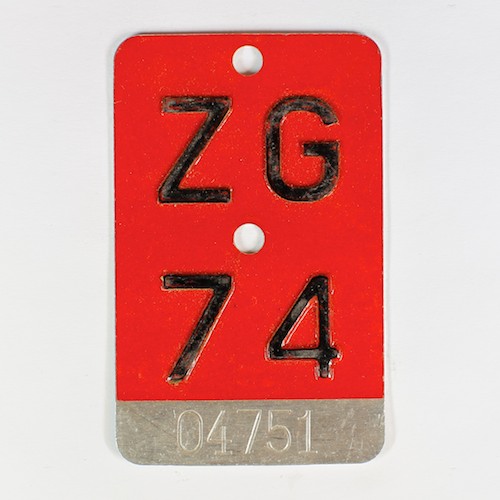 Fahrradkennzeichen ZG 1974