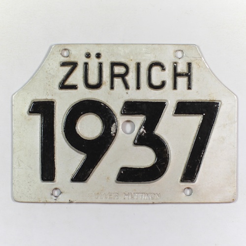 Fahrradkennzeichen ZH 1937