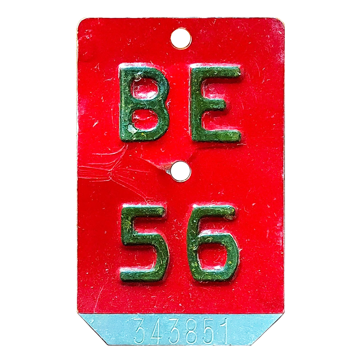 Fahrradkennzeichen BE 1956 gekappte Ecken