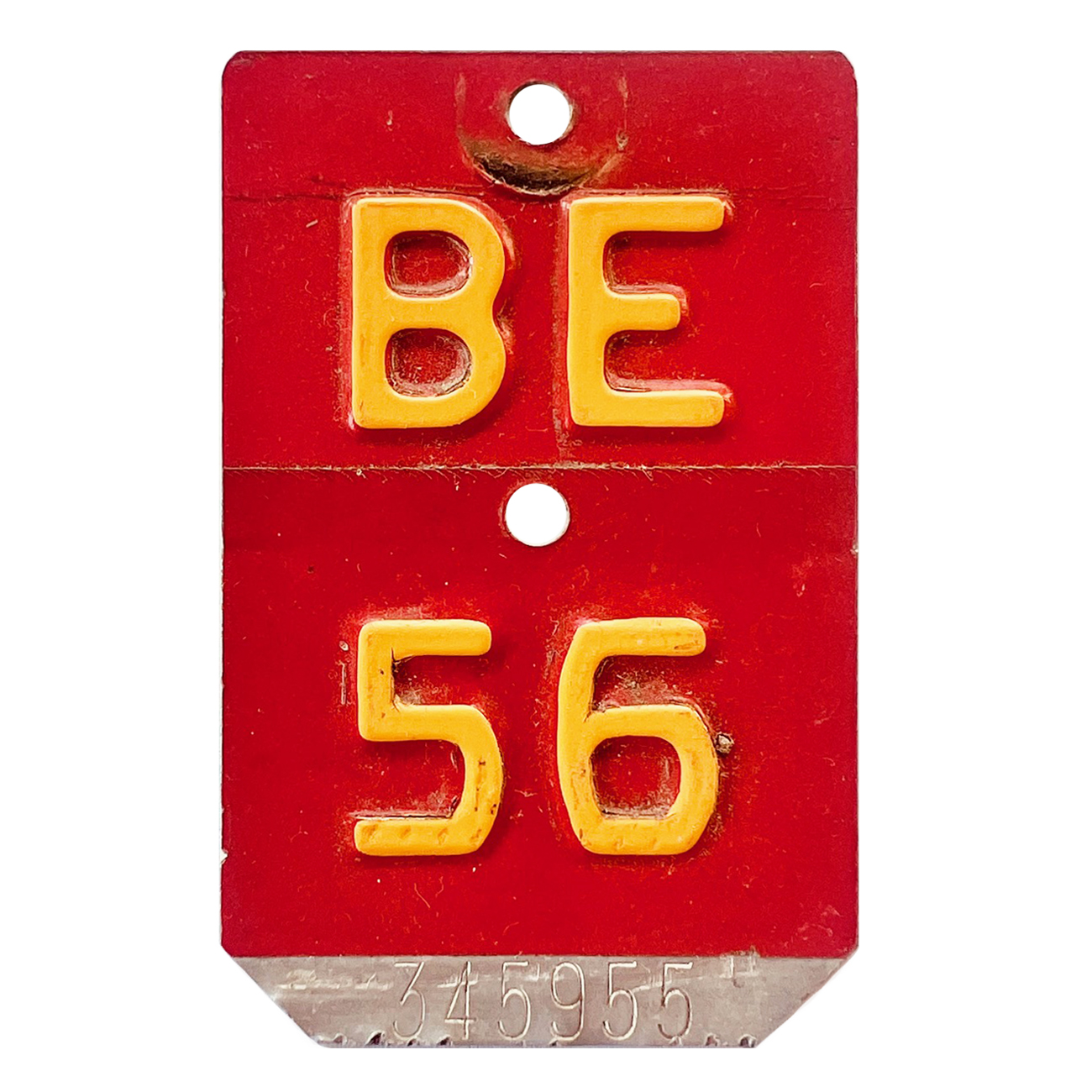 Fahrradkennzeichen BE 1956 gekappte Ecken gelb